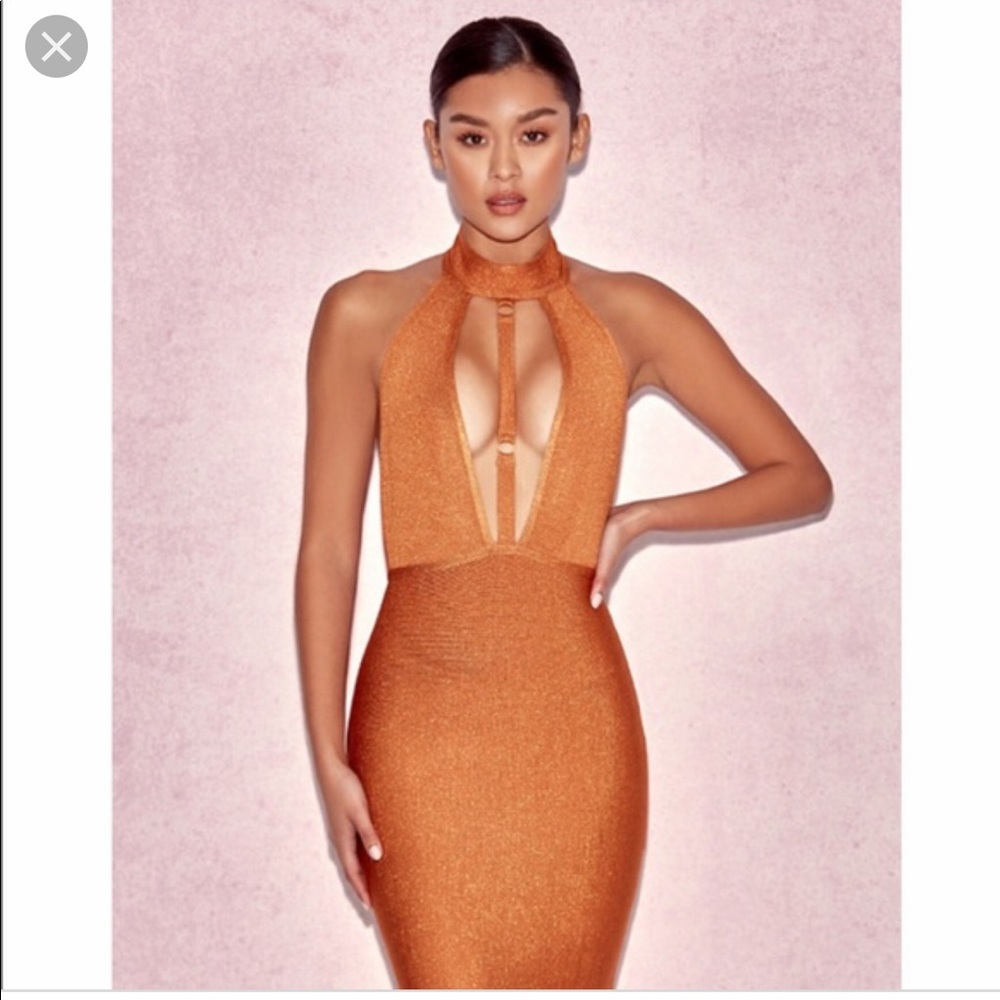 House Of CB burnt orange party dress